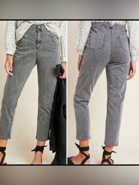 Anthropologie Amadi L Lindy High-Rise Slim Straight Utility Pants Carbon NWT